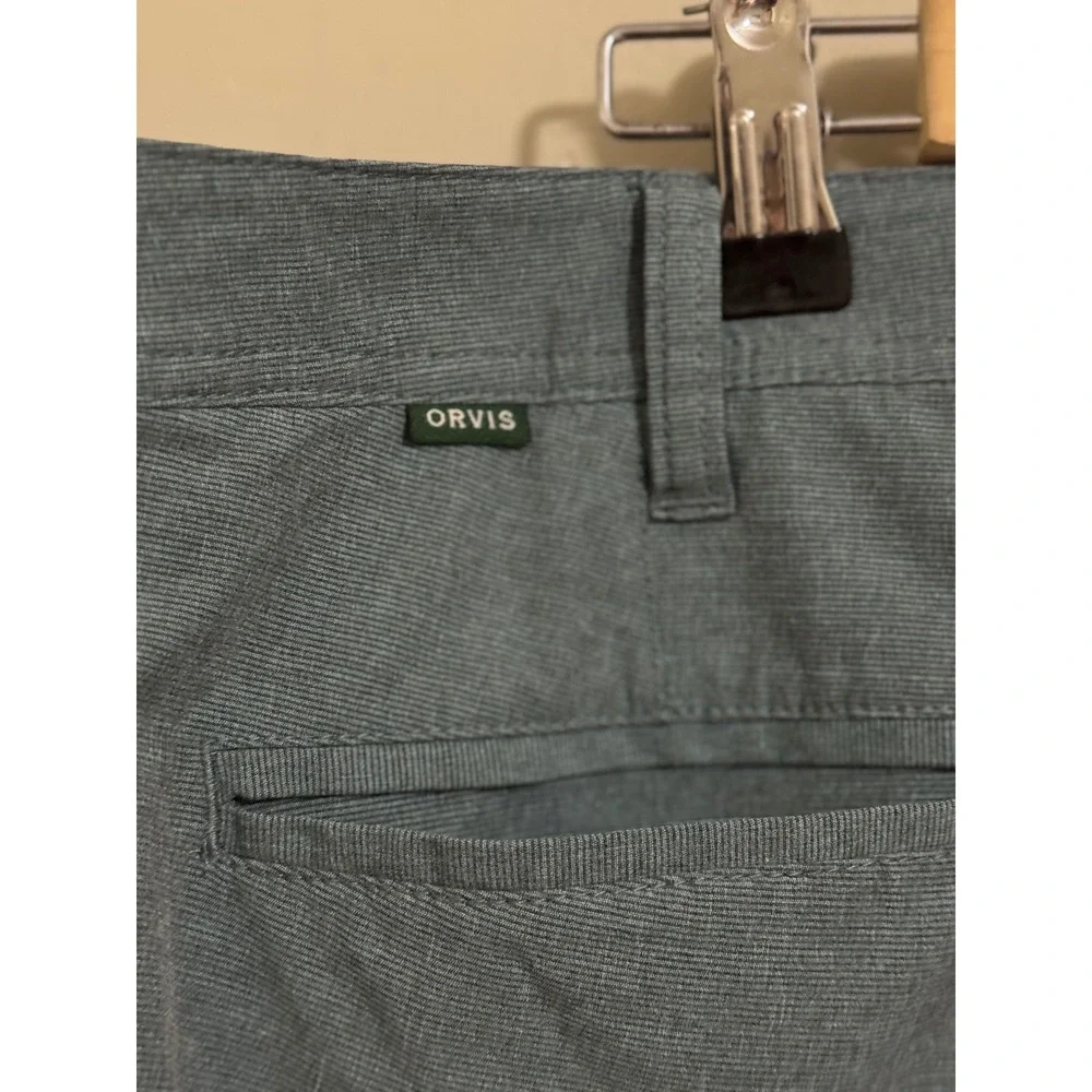 Orvis Shorts Mens Size 36 - Blue Grey / Sage - Flat Front Chino Shorts
